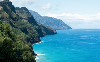 Картинка природа, океан, горы, пейзаж, побережье, гладь воды, тропики