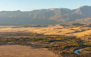 Картинка пейзаж, горы, река, осень, природа, долина, лес