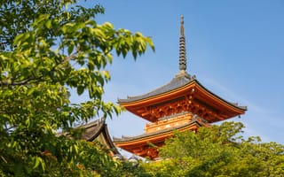 Картинка храм, Япония, архитектура, природа, пейзаж, осень, красота