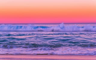 Картинка океан, закат, волны, пейзаж, мир, природа, спокойствие