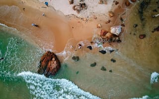 Картинка пляж, море, пейзаж, камни, волны, отдых, природа