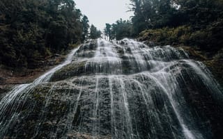 Картинка водопад, природа, пейзаж, лес, камни, вода, поток, горы, освежающий, красота