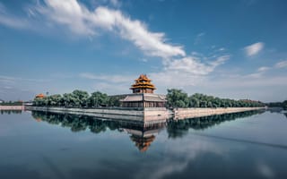 Картинка пейзаж, архитектура, Китай, водоем, небо, историческое, город