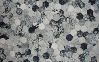 Картинка гексагон, узор, черно-белый, абстракция, фоновое изображение, геометрия, арт