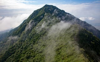 Картинка гора, природа, пейзаж, облака, лес, высота, зелень