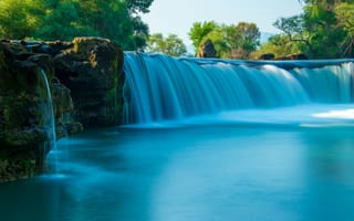 Картинка водопад, природа, река, пейзаж, вода, зелень, спокойствие