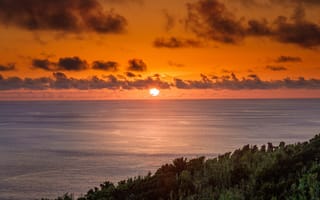 Картинка закат, море, природа, пейзаж, облака, горы, отдых