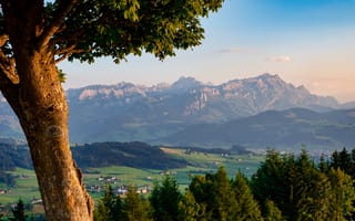 Картинка горы, природа, пейзаж, дерево, небо, долина, ландшафт