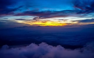 Картинка закат, небо, облака, горы, природа, пейзаж, красота