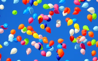 Картинка шары, небо, цветные, праздник, радость, лето, веселье