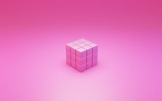 Картинка куб, розовый, фоновое, минимализм, абстракция, 3D, гладкий