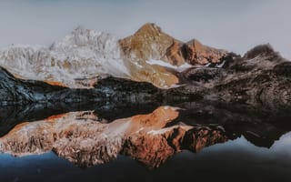 Картинка горы, природа, отражение, пейзаж, озеро, закат, ландшафт