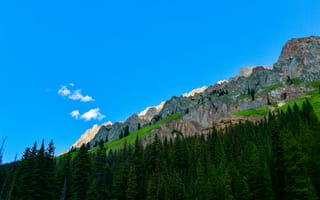 Картинка горы, природа, пейзаж, небо, лес, скалы, синий