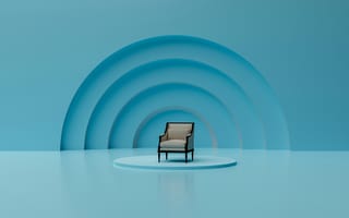 Картинка кресло, дизайн, интерьер, минимализм, голубой, фоновое, обои