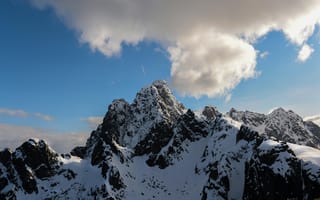 Картинка горы, природа, снег, небо, пейзаж, облака, высота, ландшафт