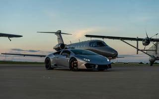 Картинка автомобиль, самолет, Ламборгини, транспорт, небо, пейзаж, роскошь