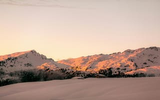 Картинка горы, снег, закат, природа, пейзаж, зима, мир