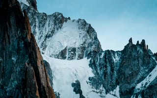 Картинка горы, природа, ледник, пейзаж, скалы, зима, небо