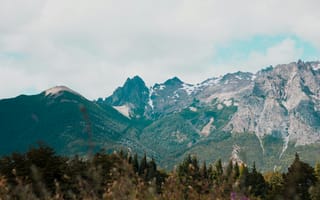 Картинка горы, природа, пейзаж, лес, снег, небо, отдых