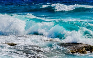 Картинка океан, волны, море, природа, пейзаж, синий, водопад