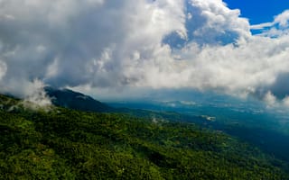 Картинка природа, горы, облака, пейзаж, зелень, небо, ландшафт, высота, красота, отдых
