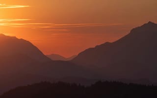 Картинка горы, закат, природа, пейзаж, небо, солнце, тени