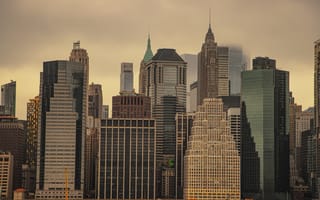 Картинка город, небоскребы, архитектура, пейзаж, городской, солнце, облака