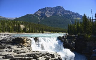 Картинка водопад, горы, природа, река, лес, пейзаж, отдых