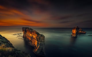 Картинка пейзаж, океан, скалы, закат, природа, мир, красота