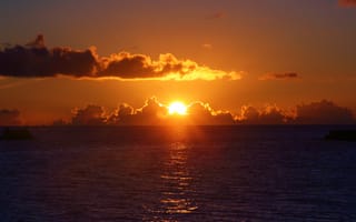 Картинка закат, море, облака, природа, пейзаж, солнце, водная гладь