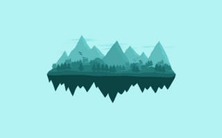 Картинка горы, природа, пейзаж, мир, океан, небо, иллюстрация