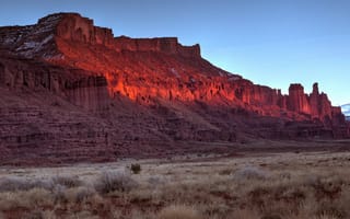 Картинка пейзаж, горы, закат, природа, скалы, пустыня, красный