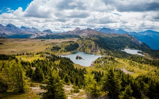 Картинка природа, горы, озеро, пейзаж, лес, небо, облака, отдых, путешествия, красота