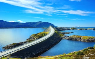 Картинка дорога, море, пейзаж, природа, горы, небо, острова