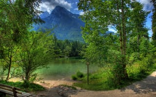 Картинка природа, горы, озеро, лес, пейзаж, отдых, зелень
