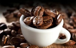 Картинка кофе, зерна, чашка, напиток, аромат, еда, культура