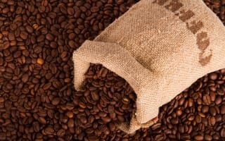 Картинка кофе, зерна, мешок, напиток, аромат, крупный план, еда