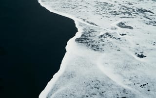 Картинка вода, океан, пена, берег, природа, пейзаж, черный