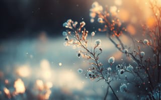 Картинка природа, зима, цветы, снег, свет, фотография, пейзаж