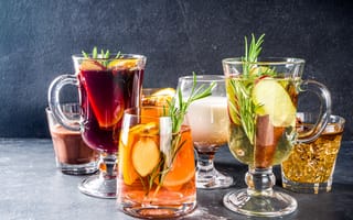 Картинка напитки, коктейли, освежающие, фрукты, стекло, декор, вкусно