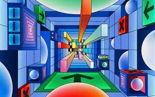 Картинка абстракция, геометрия, цвет, 3D, футуризм, графика, дизайн