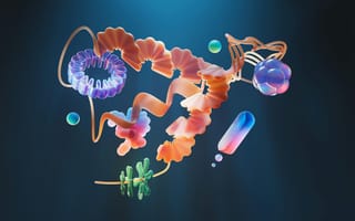 Картинка абстракция, наука, молекулы, цвета, графика, технология, фоновое изображение