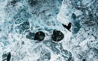 Картинка лед, природа, вода, камни, текстура, гладкий, синий