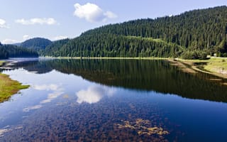 Картинка озеро, природа, лес, горы, отражение, пейзаж, небо