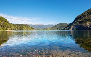 Картинка озеро, природа, горы, небо, пейзаж, вода, лес, отражение