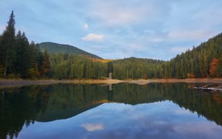 Картинка озеро, природа, лес, горы, отражение, осень, пейзаж