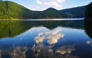 Картинка озеро, природа, горы, отражение, небо, пейзаж, лес