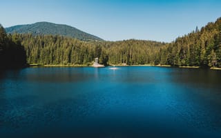Картинка озеро, природа, лес, горы, пейзаж, вода, отдых, синий, лето, спокойствие