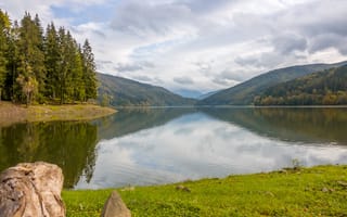 Картинка озеро, природа, лес, горы, отражение, пейзаж, осень, спокойствие