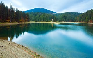 Картинка озеро, природа, лес, горы, отражение, пейзаж, осень